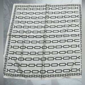 J. McLaughlin Cream and Brown Silk Scarf